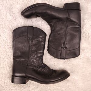 Justin black leather womens ROPER Western Cowgirl Boots Sz 5 1/2 D 3702Y